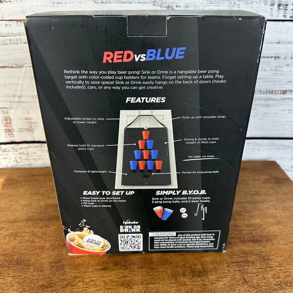 NEW IN BOX "Sink or Drink" Party Game Portable Door Beer Pong NO Table Needed - Picture 2 of 4